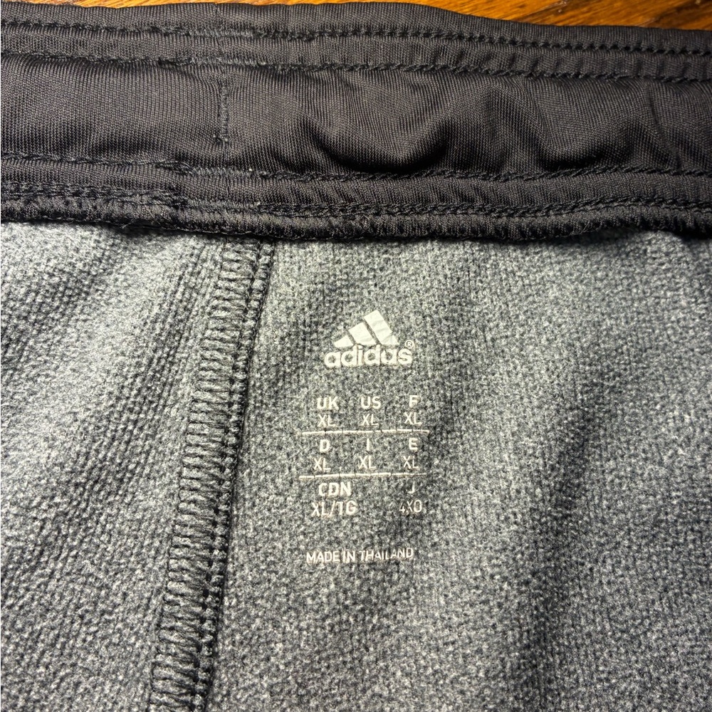 Adidas Mens XL‎ Gray Heathered Fleece Track Pants Sweatpants Triple Stripe Logo - Picture 4 of 6